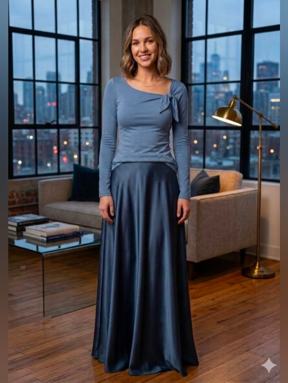 Michael Stars Popover Top Periwinkle Blue OSFM